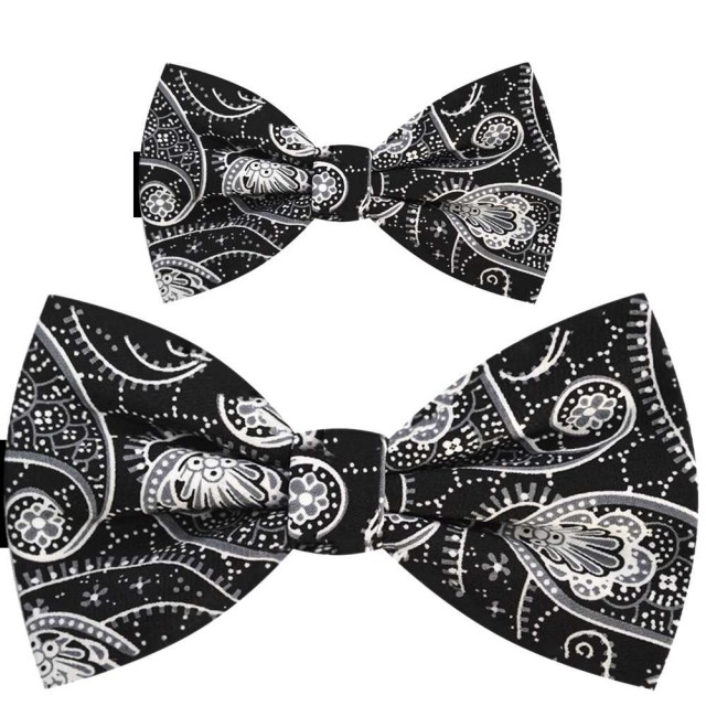 Set papioane tata fiu, negru cu model floral alb